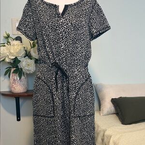 Talbots Black and White Leopard Print Dress